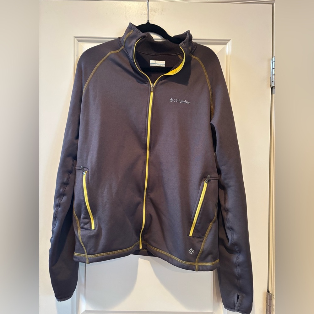 Columbia Men's Dark Brown Jacket with Yellow Trim